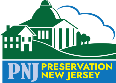 Preservation New Jersey logo with buildings and landscape